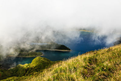 Scenic view of land against sky