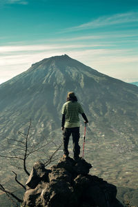 Gaze at the mountain. view from mount sindoro, central java