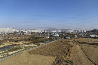 View of city against clear sky