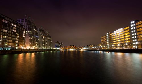 Illuminated city at night