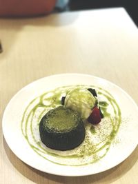 Close-up of dessert served in plate