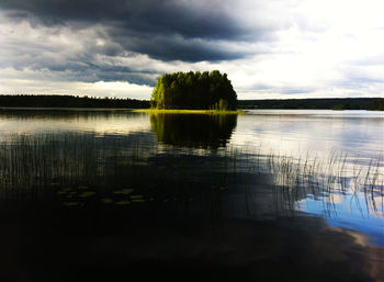 Scenic view of lake against sky