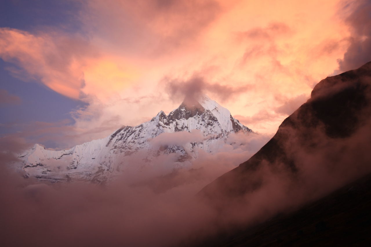 SCENIC VIEW OF SNOW COVERED MOUNTAINS AGAINST SKY