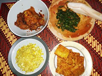 High angle view of meal served in plate