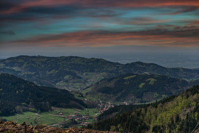 Scenic view of landscape against sky during sunset