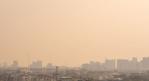 Bangkok city downtown cityscape urban skyline in the mist or smog