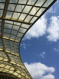 Low angle view of modern building against sky