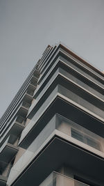 Low angle view of modern building against clear sky