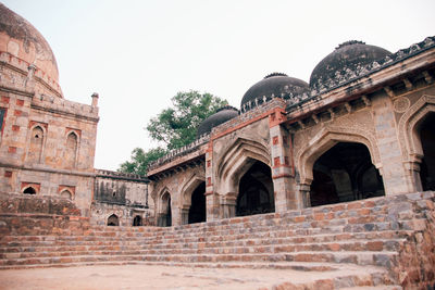 Low angle view of historic building against clear sky