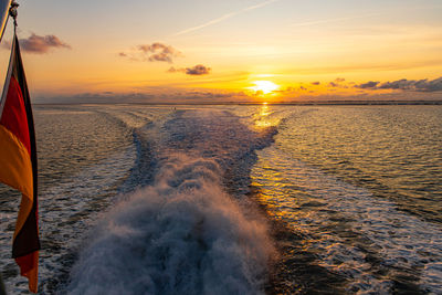 Sunset in the wadden sea in front of pellworm