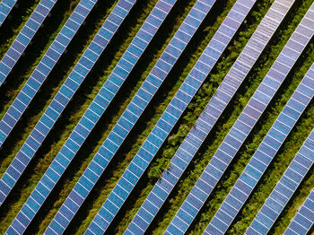 Full frame shot of solar panels on field