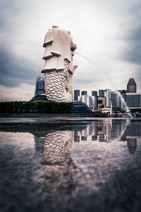 Reflection of buildings in city