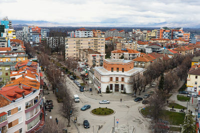 High angle view of buildings in city