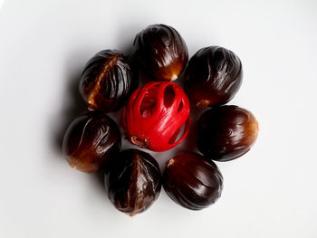 Close-up of strawberry over white background