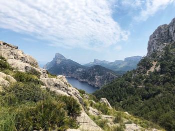 Scenic view of mountains against sky