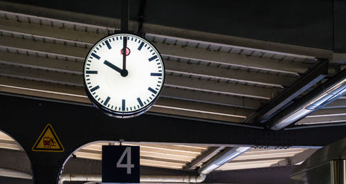 Low angle view of clock at railroad station