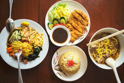 High angle view of food on table