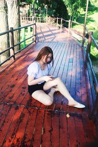 Woman sitting on bench