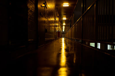 Illuminated corridor of building