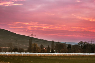 Scenic view of landscape against sky during sunset