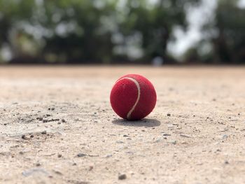 Close-up of red ball on field