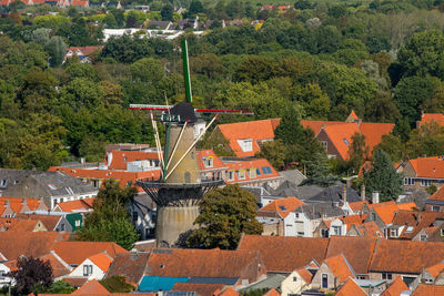 Zierikzee, zeeland, netherlands, classic and old fashioned and typical dutch windmill de hoop 