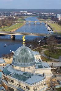 High angle view of city buildings