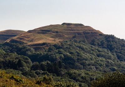 Scenic view of mountains against clear sky