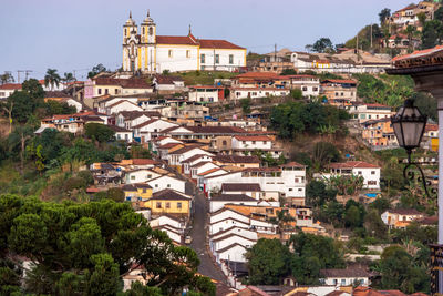 High angle view of townscape against sky