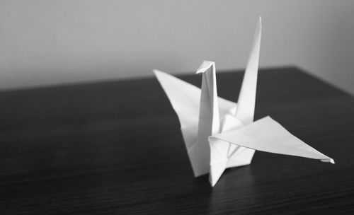 Close-up of origami on table