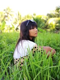 Woman on field