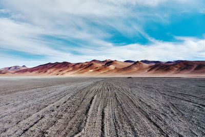 Scenic view of arid landscape against sky