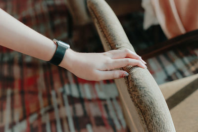 Close-up of hands playing guitar