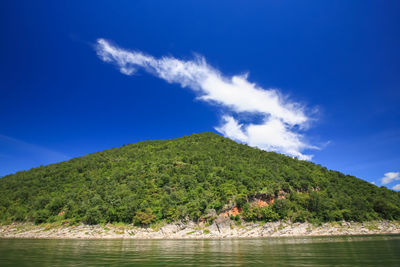 Scenic view of lake against blue sky