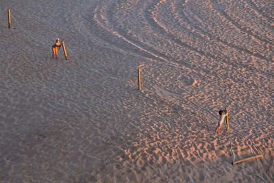 High angle view of man in desert