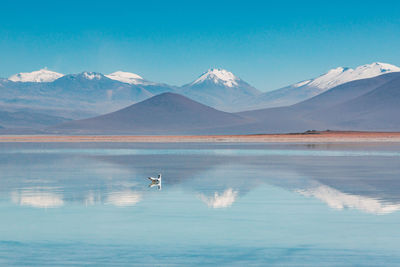 Scenic view of lake against mountain range