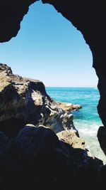 Scenic view of sea against clear sky