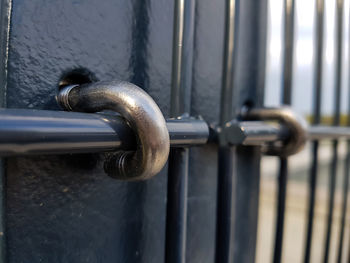 Close-up of padlock on door