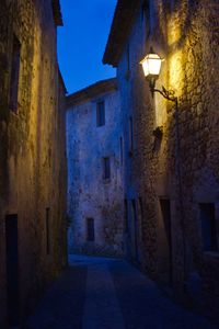 Narrow alley along buildings