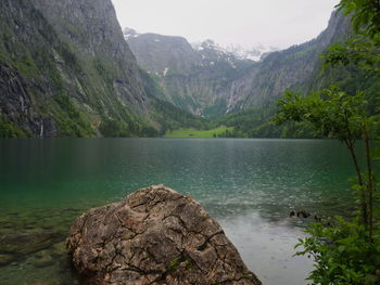 Scenic view of lake and mountains