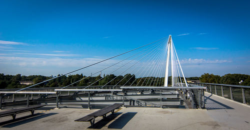 Bridge over river against blue sky