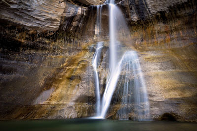 Low angle view of waterfall