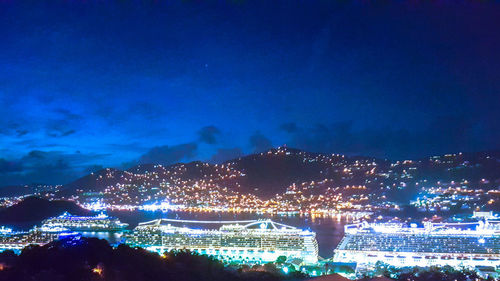 Illuminated cityscape at night