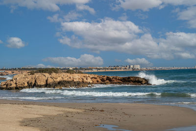 Scenic view of beach against sky