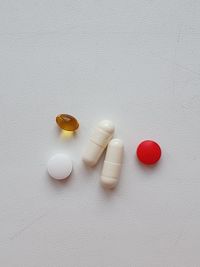 High angle view of objects on table