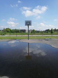 Scenic view of basketball hoop against sky