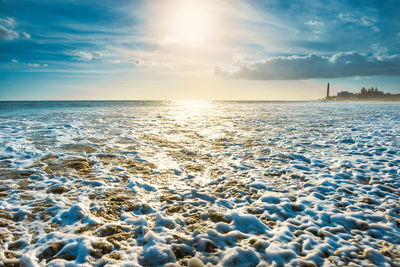 Scenic view of sea against sky during sunset