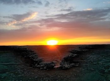 Scenic view of landscape against sky during sunset