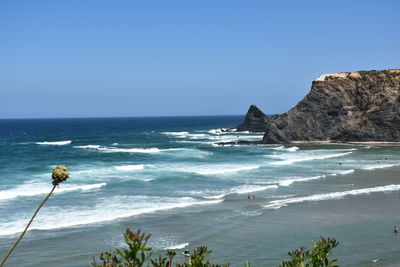 Scenic view of sea against clear sky