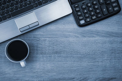 Directly above shot of coffee cup on table